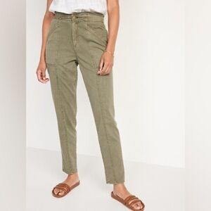 NWOT Old Navy Green High-Waist Elastic Paperbag Waist Soft Utility Pants Size S